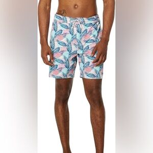 Excellent Johnnie-O Conch Largo Floral Tango Swim Trunks Lined Size Large 7”